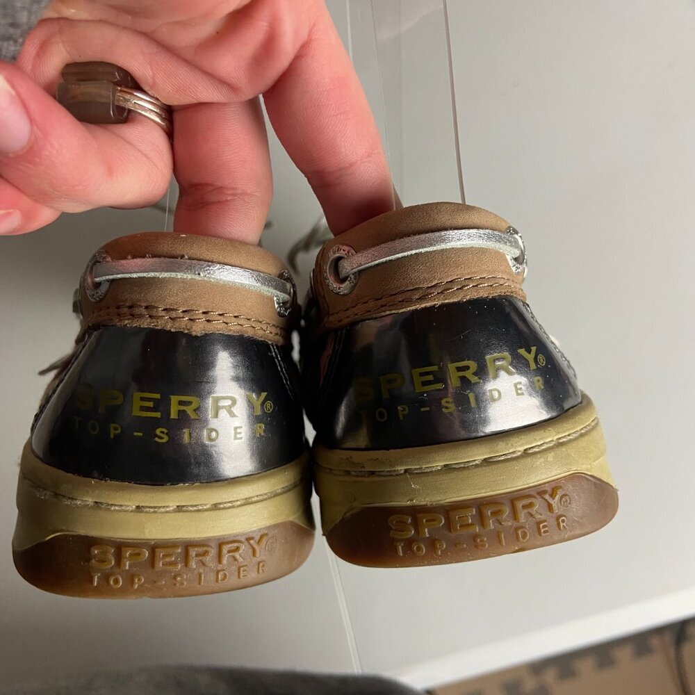 Sperry Top Sider Women's Size 6.5 Boat Shoes Angelfish Leather Tan Pink Floral - Picture 4 of 7